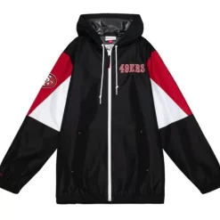 Men Mitchell & Ness Jackets & Outerwear-Throw It Back Full Zip Windbreaker San Francisco 49Ers