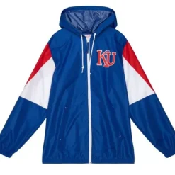 Men Mitchell & Ness Jackets & Outerwear-Throw It Back Full Zip Windbreaker University Of Kansas