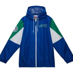 Men Mitchell & Ness Jackets & Outerwear-Throw It Back Full Zip Windbreaker Minnesota Timberwolves