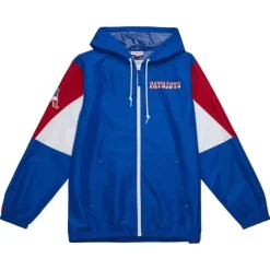 Men Mitchell & Ness Jackets & Outerwear-Throw It Back Full Zip Windbreaker New England Patriots