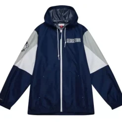 Men Mitchell & Ness Jackets & Outerwear-Throw It Back Full Zip Windbreaker Georgetown University