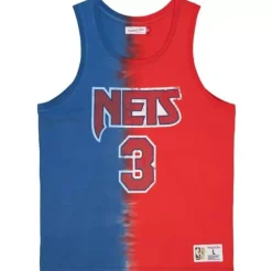 Men Mitchell & Ness T-Shirts & Tops-Tie Dye Cotton N&N Tank New Jersey Nets Drazen Petrovic