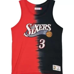 Men Mitchell & Ness T-Shirts & Tops-Tie Dye Cotton N&N Tank Philadelphia 76Ers Allen Iverson
