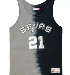 Men Mitchell & Ness T-Shirts & Tops-Tie Dye Cotton N&N Tank San Antonio Spurs Tim Duncan