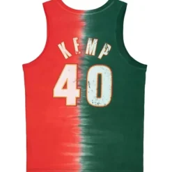 Men Mitchell & Ness T-Shirts & Tops-Tie Dye Cotton N&N Tank Seattle Supersonics Shawn Kemp