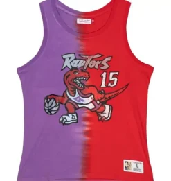 Men Mitchell & Ness T-Shirts & Tops-Tie Dye Cotton N&N Tank Toronto Raptors Vince Carter
