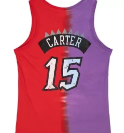 Men Mitchell & Ness T-Shirts & Tops-Tie Dye Cotton N&N Tank Toronto Raptors Vince Carter