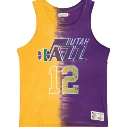 Men Mitchell & Ness T-Shirts & Tops-Tie Dye Cotton N&N Tank Utah Jazz John Stockton