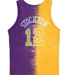 Men Mitchell & Ness T-Shirts & Tops-Tie Dye Cotton N&N Tank Utah Jazz John Stockton