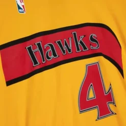 Men Mitchell & Ness T-Shirts & Tops-Traditional Name & Number Tee Atlanta Hawks 1986-87 Spud Webb