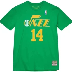 Men Mitchell & Ness T-Shirts & Tops-Traditional Name & Number Tee Utah Jazz 2000-01 Jeff Hornacek