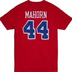 Men Mitchell & Ness T-Shirts & Tops-Traditional Name & Number Tee Detroit Pistons 1989-90 Rick Mahorn