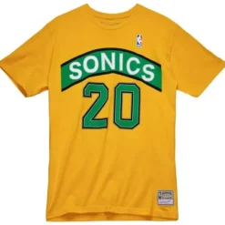 Men Mitchell & Ness T-Shirts & Tops-Traditional Name & Number Tee Seattle Supersonics 1995-96 Gary Payton