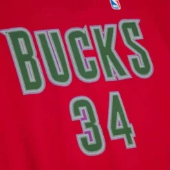 Men Mitchell & Ness T-Shirts & Tops-Traditional Name & Number Tee Milwaukee Bucks 1996-97 Ray Allen