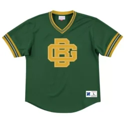 Men Mitchell & Ness T-Shirts & Tops-Unbeaten Mesh V-Neck Green Bay Packers
