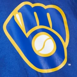 Men Mitchell & Ness Jackets & Outerwear-Undeniable Full Zip Windbreaker Milwaukee Brewers