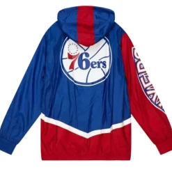 Men Mitchell & Ness Jackets & Outerwear-Undeniable Full Zip Windbreaker Philadelphia 76Ers