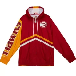 Men Mitchell & Ness Jackets & Outerwear-Undeniable Full Zip Windbreaker Atlanta Hawks