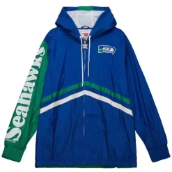 Men Mitchell & Ness Jackets & Outerwear-Undeniable Full Zip Windbreaker Seattle Seahawks
