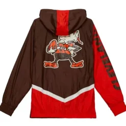 Men Mitchell & Ness Jackets & Outerwear-Undeniable Full Zip Windbreaker Cleveland Browns