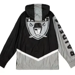 Men Mitchell & Ness Jackets & Outerwear-Undeniable Full Zip Windbreaker Oakland Raiders