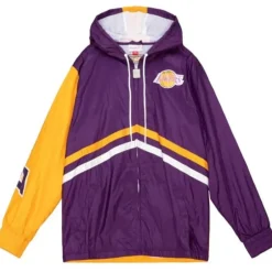 Men Mitchell & Ness Jackets & Outerwear-Undeniable Full Zip Windbreaker Los Angeles Lakers