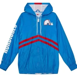 Men Mitchell & Ness Jackets & Outerwear-Undeniable Full Zip Windbreaker Quebec Nordiques