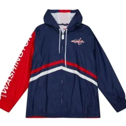 Men Mitchell & Ness Jackets & Outerwear-Undeniable Full Zip Windbreaker Washington Capitals