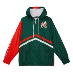 Men Mitchell & Ness Jackets & Outerwear-Undeniable Full Zip Windbreaker University Of Miami