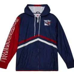 Men Mitchell & Ness Jackets & Outerwear-Undeniable Full Zip Windbreaker New York Rangers