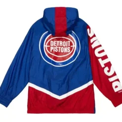Men Mitchell & Ness Jackets & Outerwear-Undeniable Full Zip Windbreaker Detroit Pistons