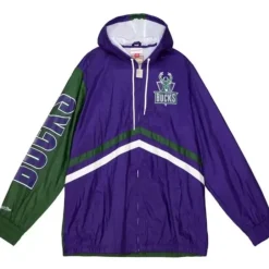 Men Mitchell & Ness Jackets & Outerwear-Undeniable Full Zip Windbreaker Milwaukee Bucks