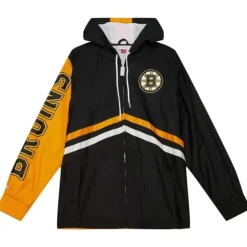 Men Mitchell & Ness Jackets & Outerwear-Undeniable Full Zip Windbreaker Boston Bruins
