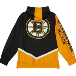 Men Mitchell & Ness Jackets & Outerwear-Undeniable Full Zip Windbreaker Boston Bruins