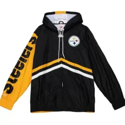 Men Mitchell & Ness Jackets & Outerwear-Undeniable Full Zip Windbreaker Pittsburgh Steelers