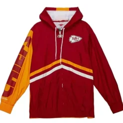 Men Mitchell & Ness Jackets & Outerwear-Undeniable Full Zip Windbreaker Kansas City Chiefs