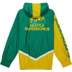 Men Mitchell & Ness Jackets & Outerwear-Undeniable Full Zip Windbreaker Seattle Supersonics