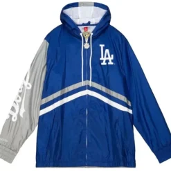 Men Mitchell & Ness Jackets & Outerwear-Undeniable Full Zip Windbreaker Los Angeles Dodgers
