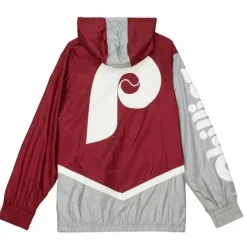 Men Mitchell & Ness Jackets & Outerwear-Undeniable Full Zip Windbreaker Philadelphia Phillies