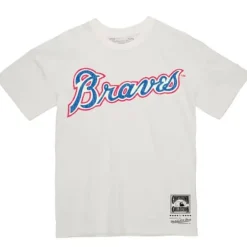 Men Mitchell & Ness T-Shirts & Tops-Under The Lights Tee Atlanta Braves