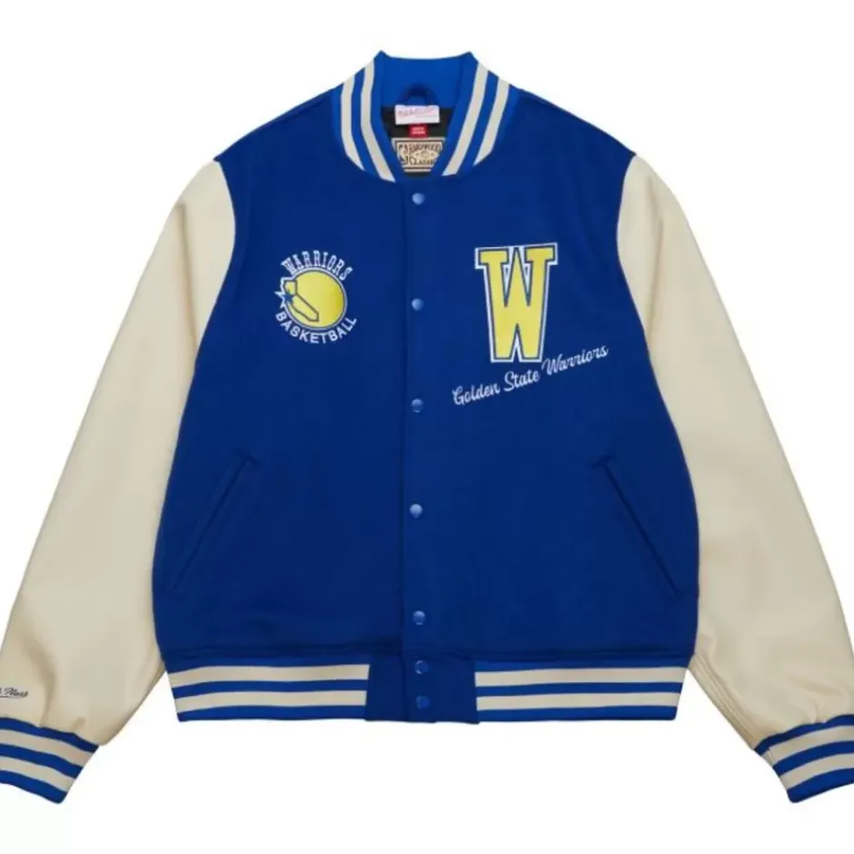 Men Mitchell & Ness Jackets & Outerwear-Unisex Varsity Jacket Golden State Warriors