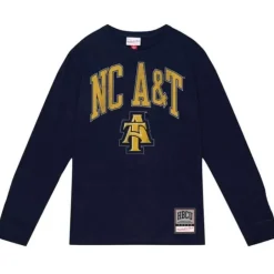 Men Mitchell & Ness T-Shirts & Tops-University Arch Logo Ls Tee North Carolina A&T University