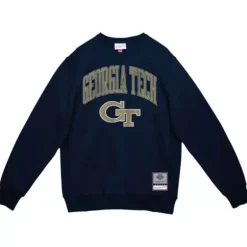Men Mitchell & Ness T-Shirts & Tops-University Arch Logo Ls Tee Georgia Tech