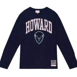 Men Mitchell & Ness T-Shirts & Tops-University Arch Logo Ls Tee Howard University