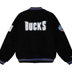 Men Mitchell & Ness Jackets & Outerwear-Varsity Jacket Milwaukee Bucks