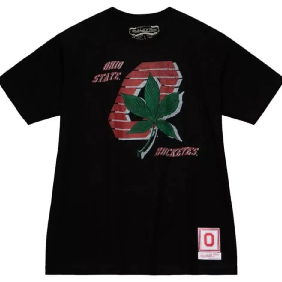 Men Mitchell & Ness T-Shirts & Tops-Vintage Buckeye Tee Ohio State