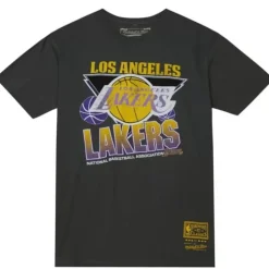 Men Mitchell & Ness T-Shirts & Tops-Vintage Cracked Tee Los Angeles Lakers
