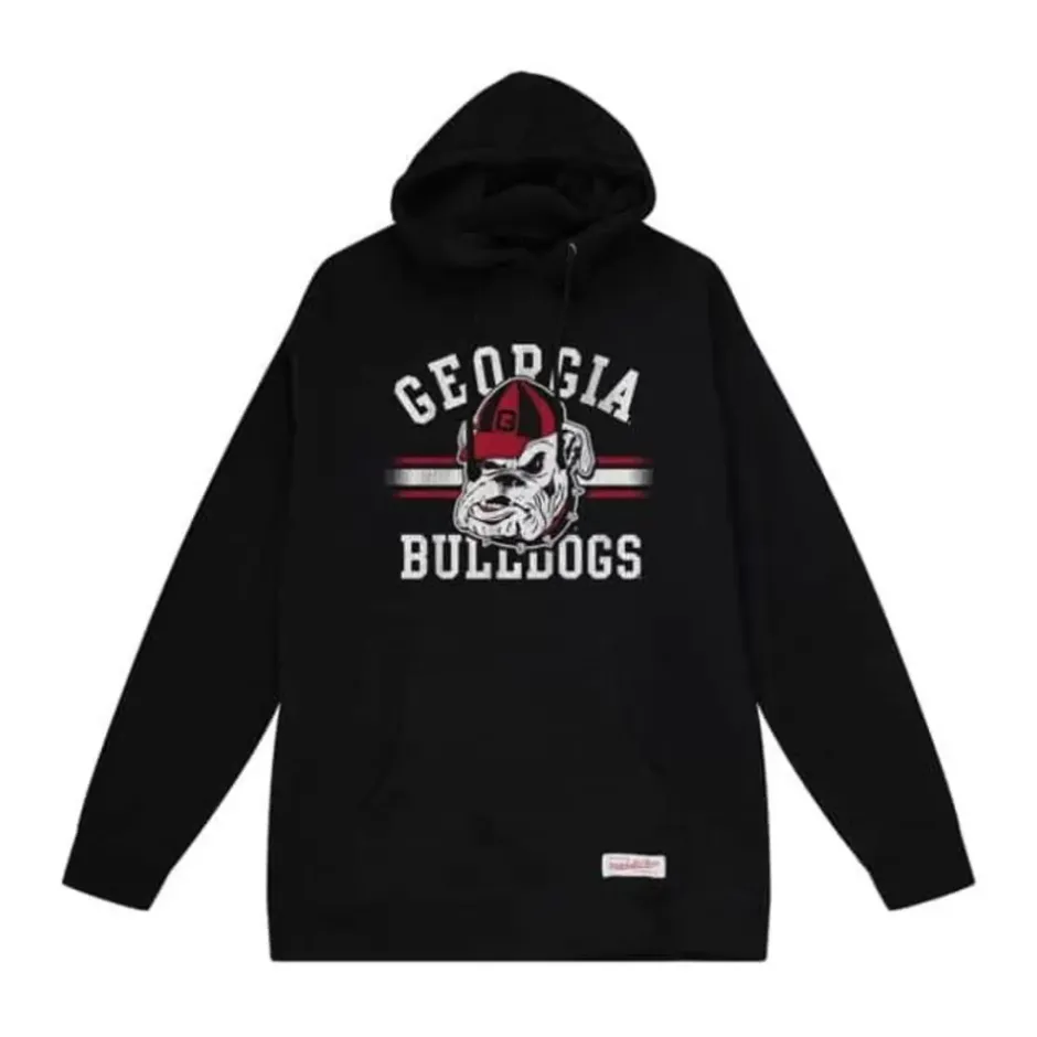 Men Mitchell & Ness Hoodies & Sweatshirts-Vintage Stripes Pullover University Of Georgia