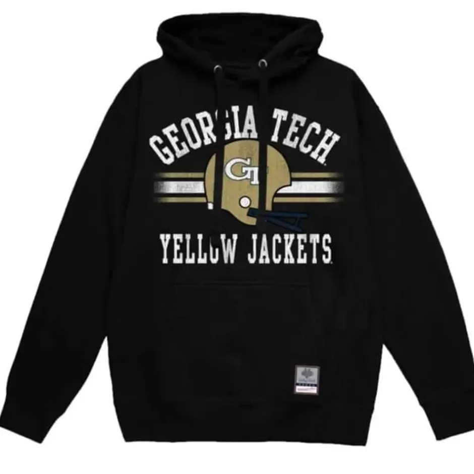 Men Mitchell & Ness Hoodies & Sweatshirts-Vintage Stripes Pullover Georgia Tech