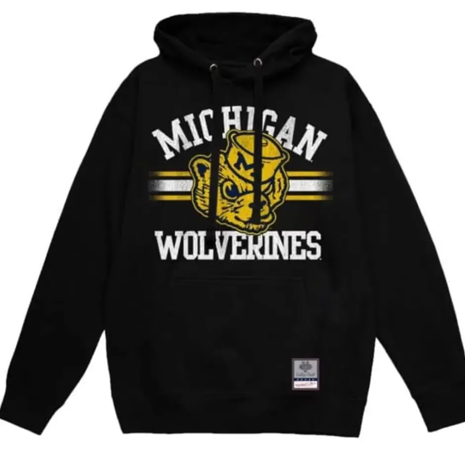 Men Mitchell & Ness Hoodies & Sweatshirts-Vintage Stripes Pullover University Of Michigan